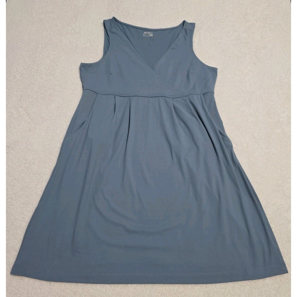 Eddie Bauer Womens Aster Crossover Tank Top Dress  Pockets Sz XL Tall Minimalist
